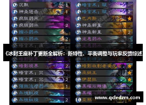 《冰封王座补丁更新全解析:新特性、平衡调整与玩家反馈综述》 《冰封王座补丁更新全解析:新特性、平衡调整与玩家反馈综述》